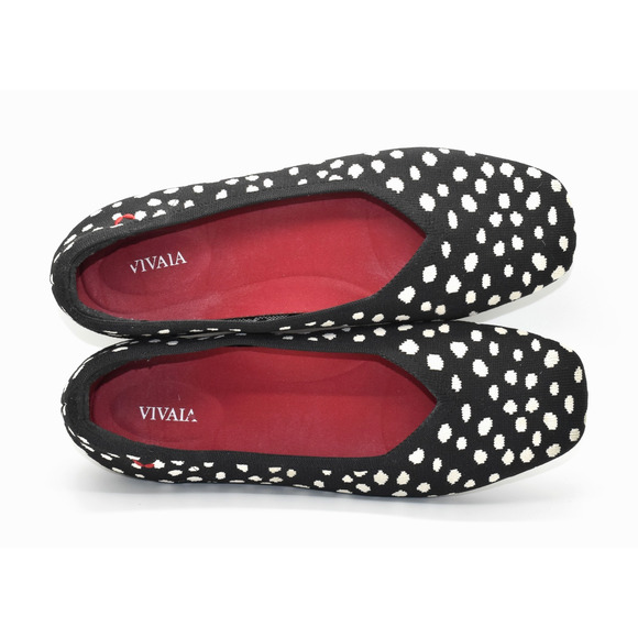 B2 Auth VIVAIA Margot 2 Black & White Abstract Dots V-Cut Flats Size US 10 $129 - Picture 3 of 6